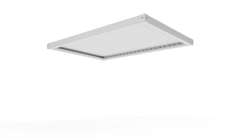 Model 3D al unei pergole suspendate, fără suporturi, cu dimensiunea ramei de 160mm.